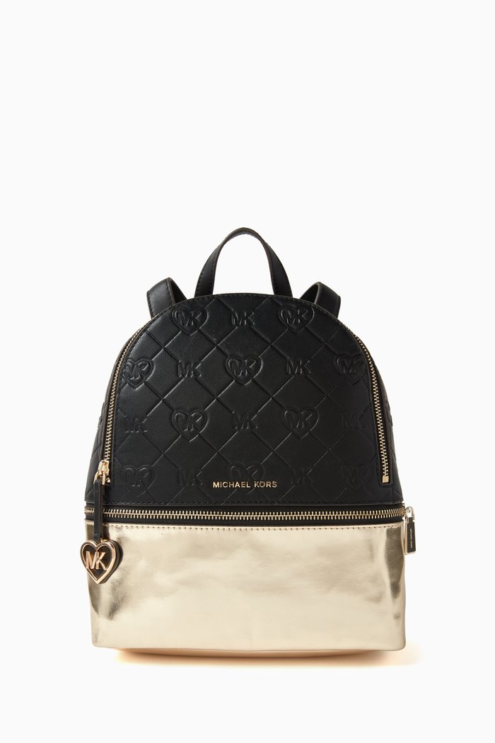 Monogram-embossed Backpack, Black