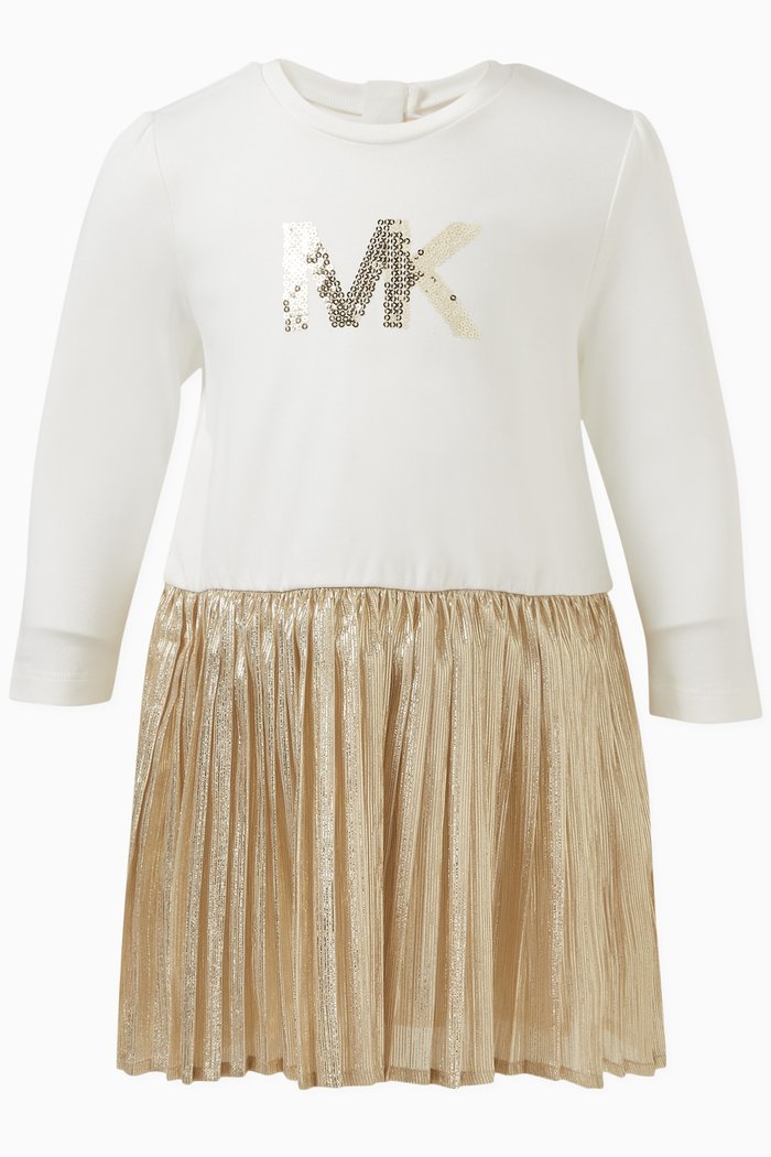 

Logo-print T-shirt Dress in Cotton, Gold