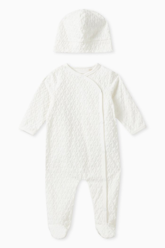 Logo Print Pyjamas Set in Cotton, Neutral