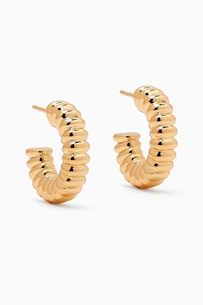 

Ridges Hoop Earrings in Gold-plated Brass, Yellow