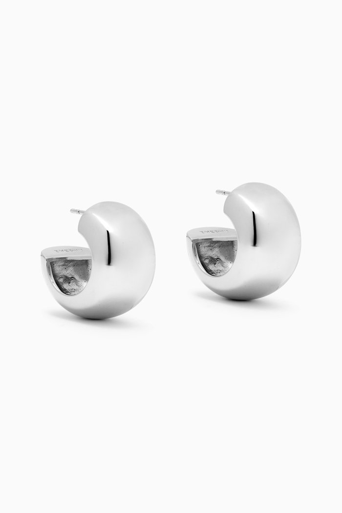 

Chunky Spherical Hoops in Silver-plated Brass