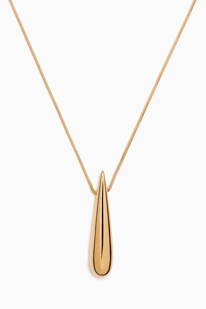 Long Drop Necklace in 18kt Gold-plated Sterling Silver, Yellow