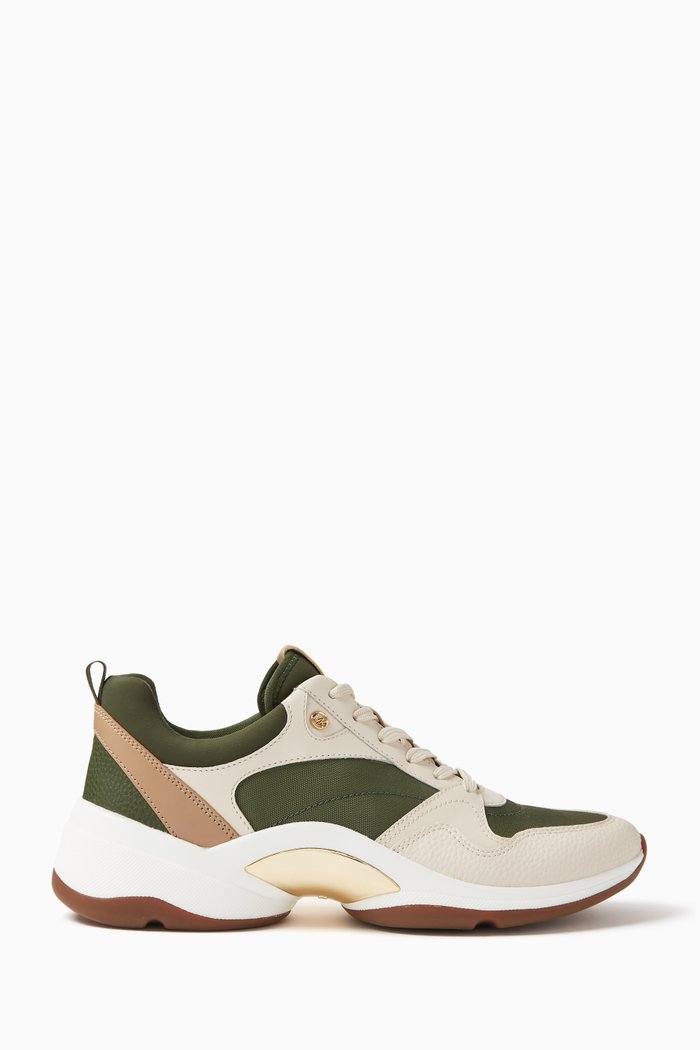 

Orion Low Top Sneakers in Leather and Nylon, Green