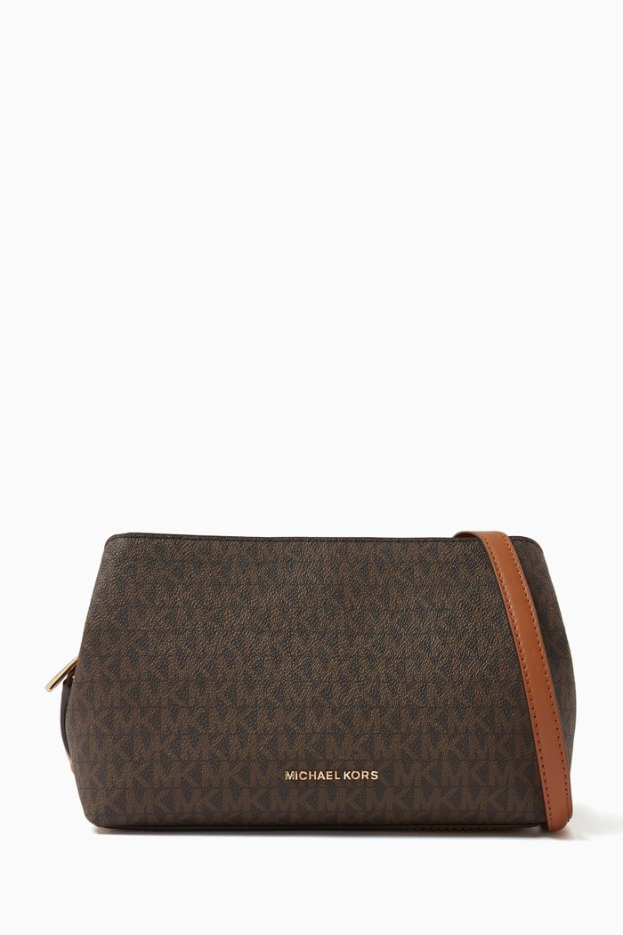Medium Kensington Messenger Bag in Logo Canvas, Brown