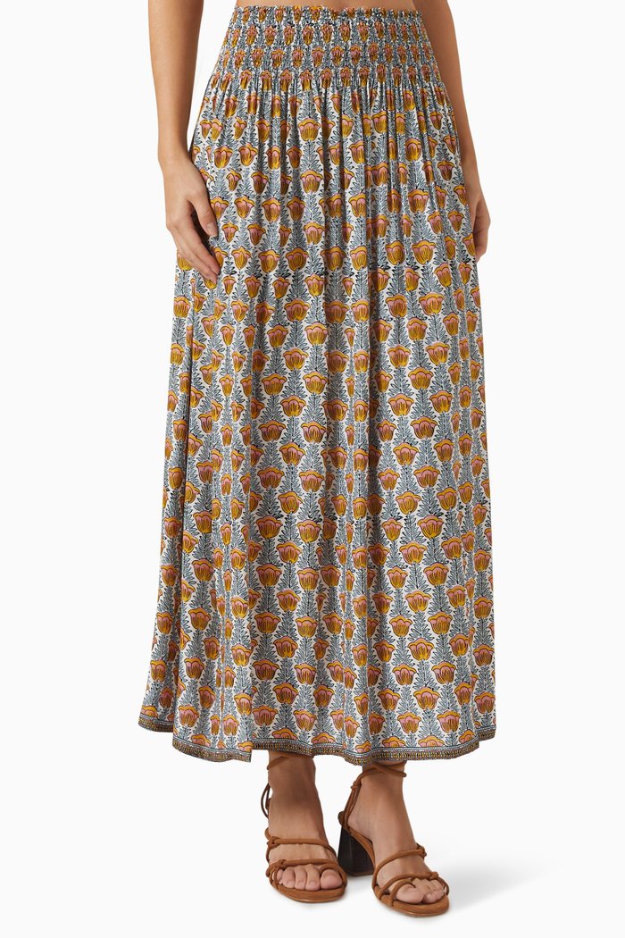

Bella Printed Maxi Skirt in Rayon, Multicolour