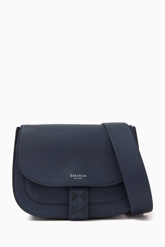 

Luna Crossbody Bag in Rugiada Leather, Blue