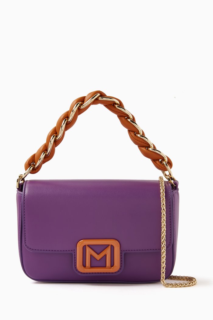

Lontra Top Handle Bag in Faux Leather, Purple