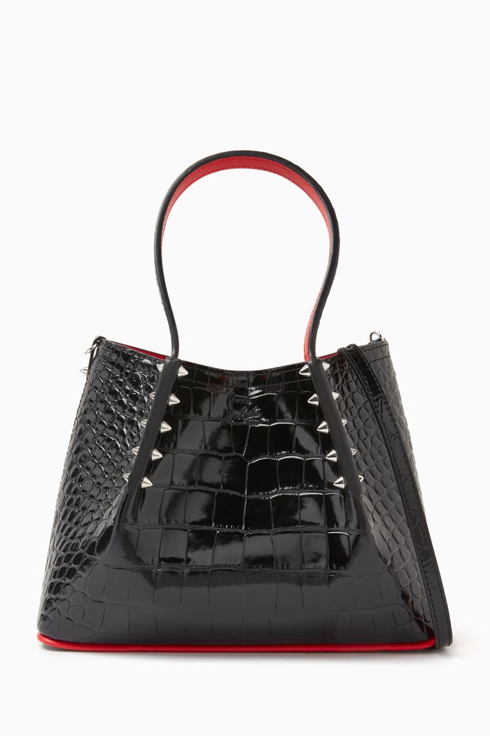 

Mini Cabarock Tote Bag in Alligator-embossed Leather, Black