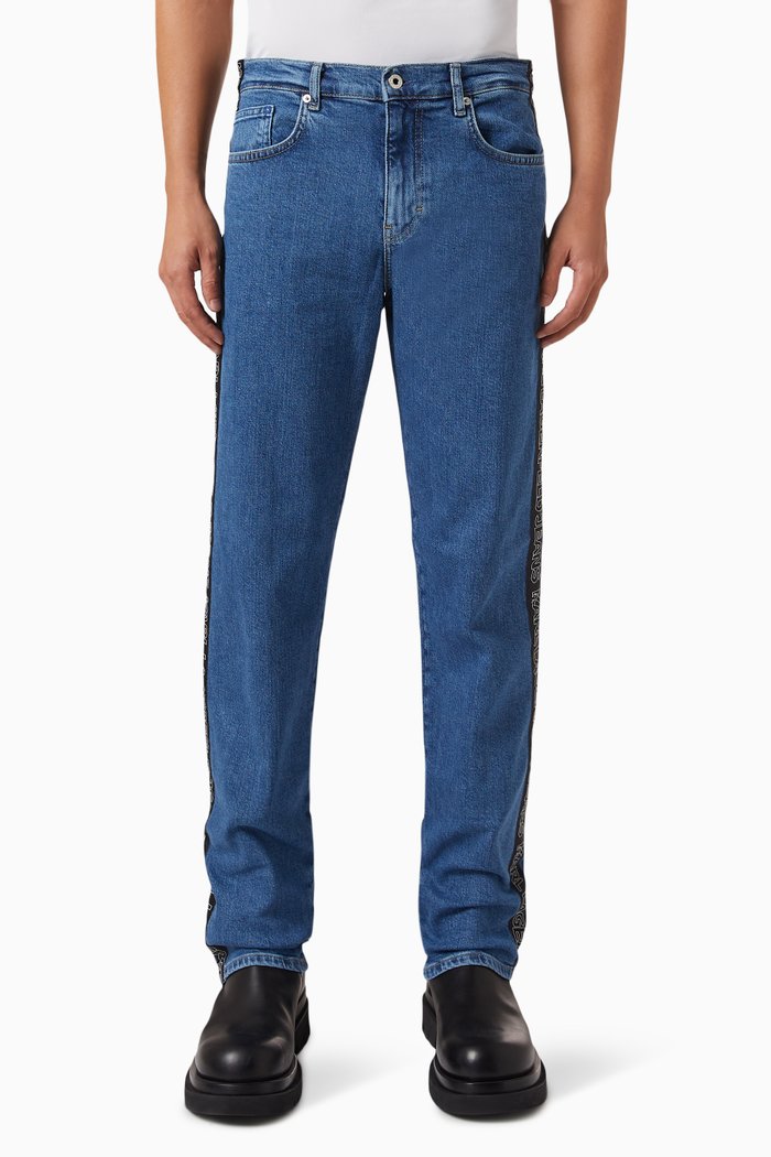 

KLJ Logo Tape Jeans in Denim, Blue