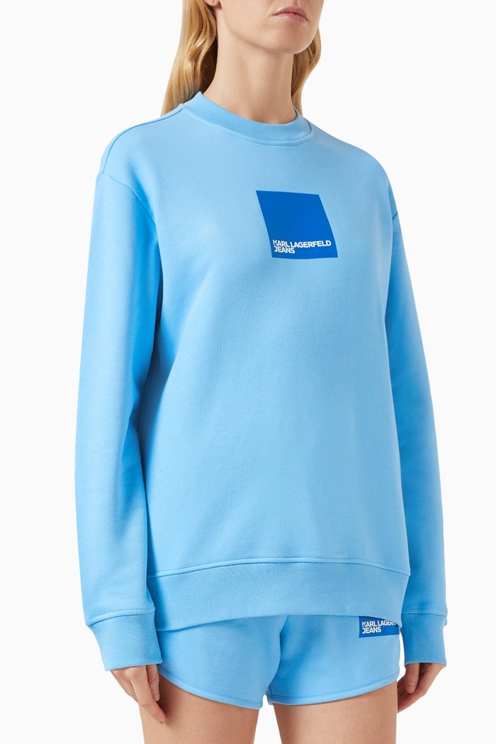 

KLJ Logo Sweatshirt in Cotton, Blue