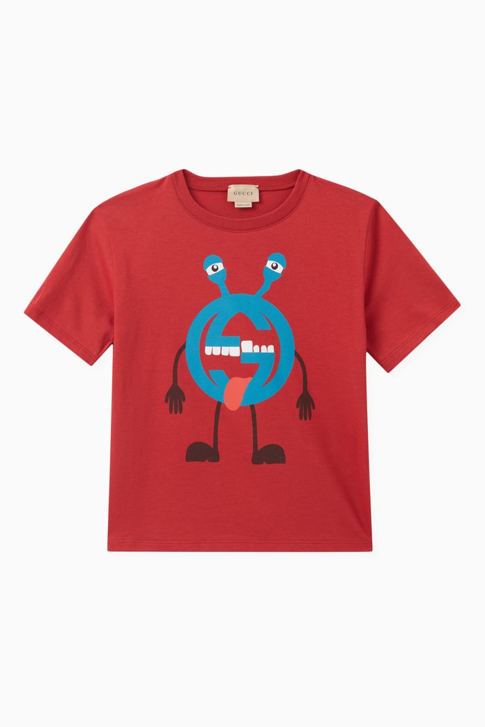 Graphic Logo Print T-shirt in Cotton, Red