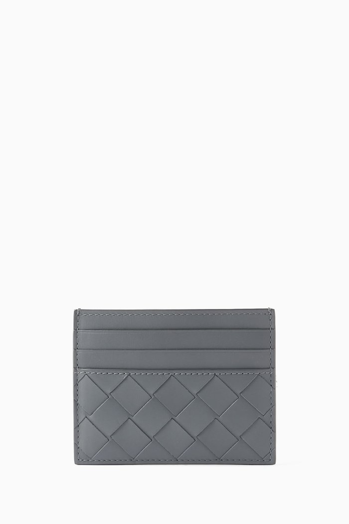 

Credit Card Case in Intrecciato Leather, Grey