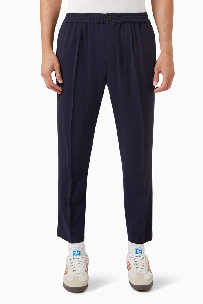 Tapered Crop Pants in Wool-viscose Twill, Blue
