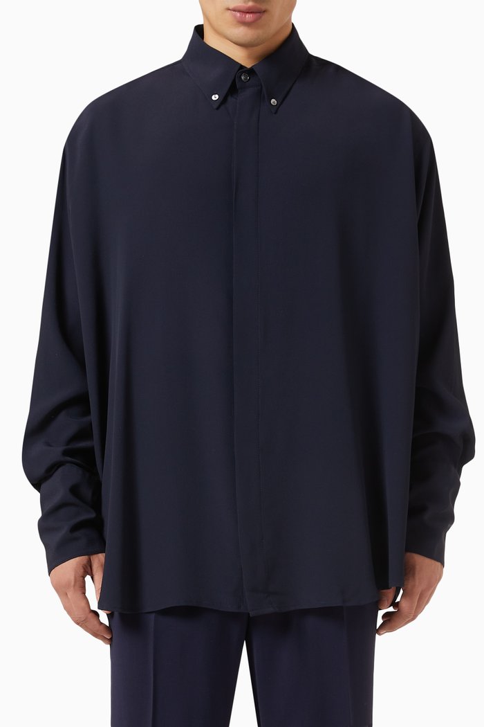 

Oversized Shirt in Silk Blend, Blue