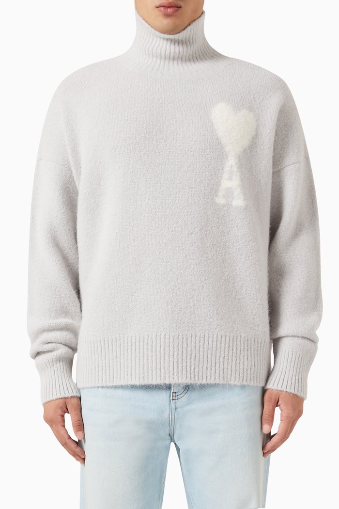 

Ami de Cœur Sweater in Alpaca Blend Knit, Grey