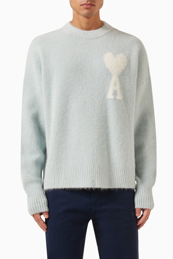 

Ami De Coeur Sweater in Hairy Alpaca-knit, Blue