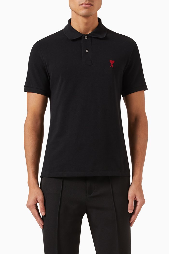 

Ami De Coeur Polo Shirt in Cotton, Black