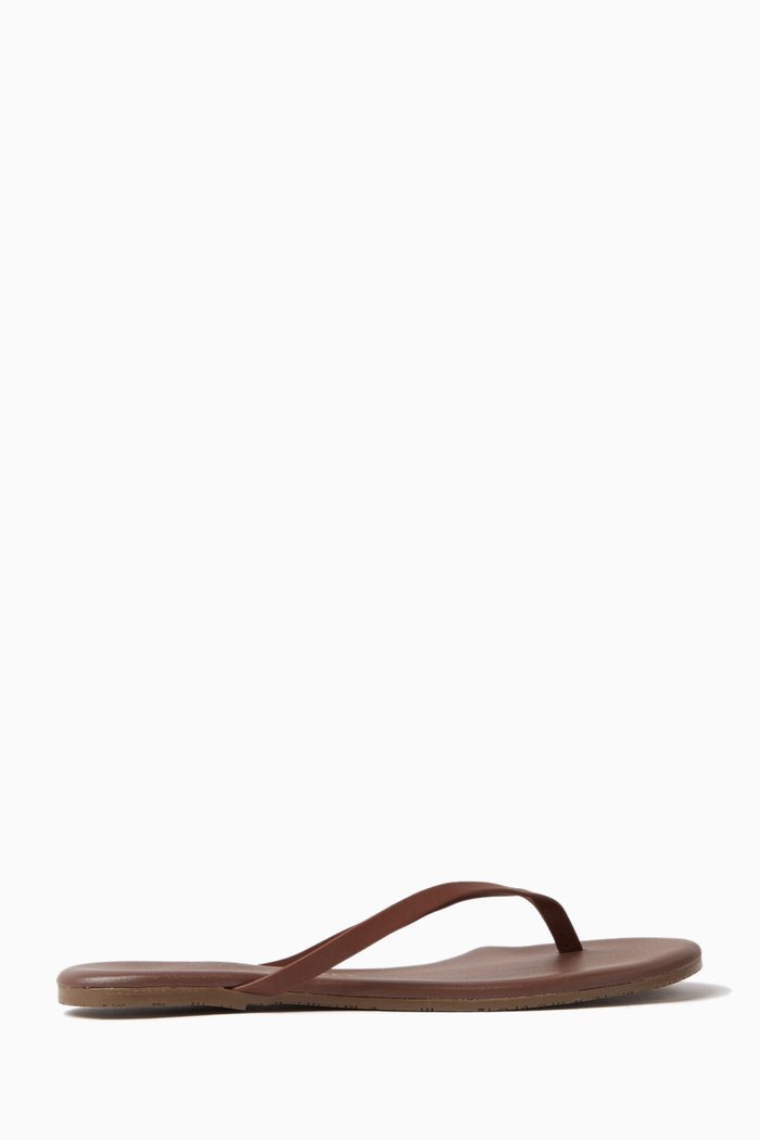 

Foundations Shimmer Flip Flops in Leather, Brown