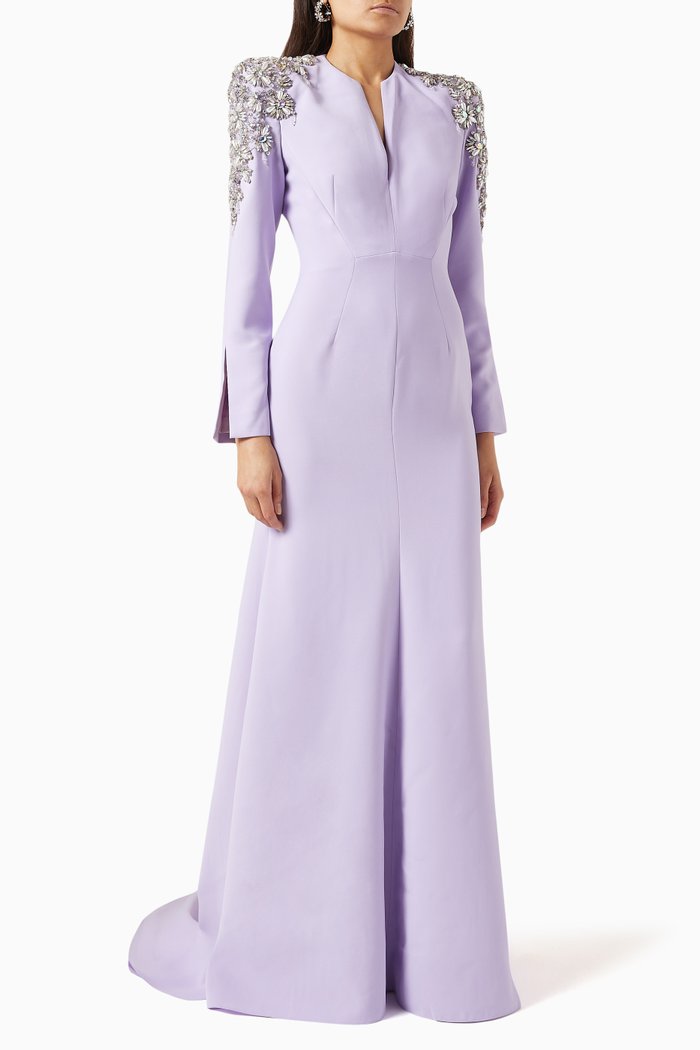 

Kay Embellished Dress in Stretch-crepe, Purple