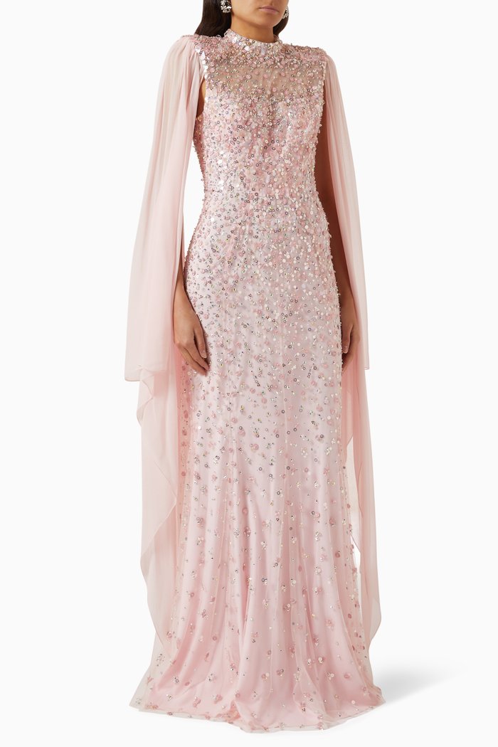 

Rita Embellished Dress in Silk, Pink