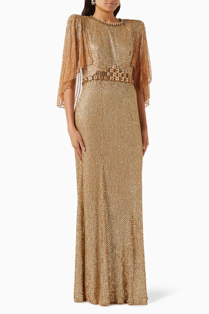 

Hedy Embellished Dress in Tulle, Gold