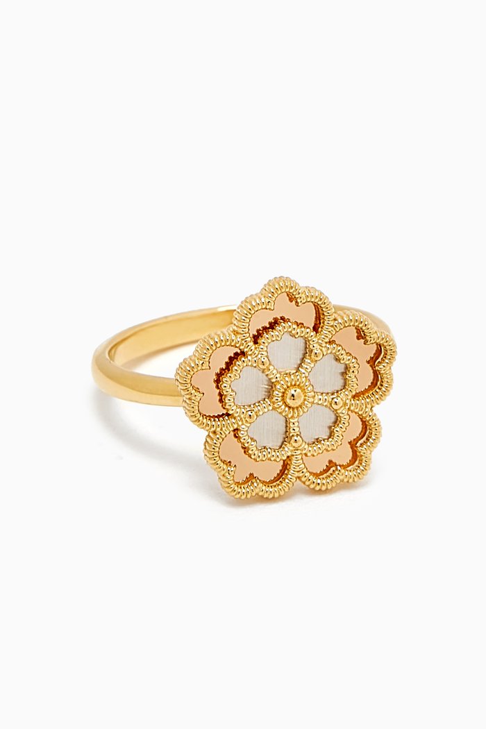Farfasha Giardino Oro Small Motif Ring in 18k Yellow & White Gold, Multicolour