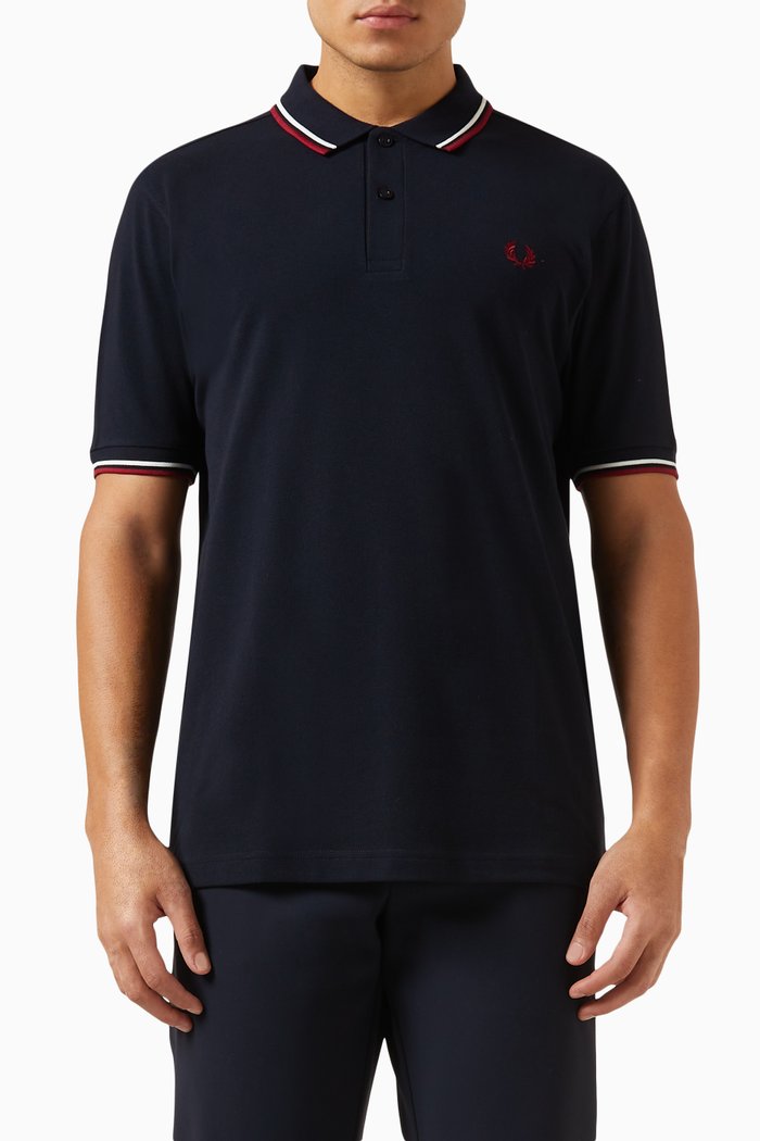 Twin Tipped Polo Shirt in Cotton, Blue
