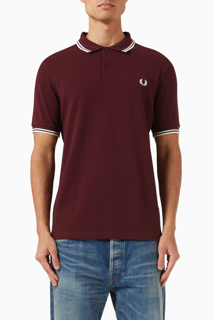 

Twin Tipped Polo Shirt in Cotton, Red