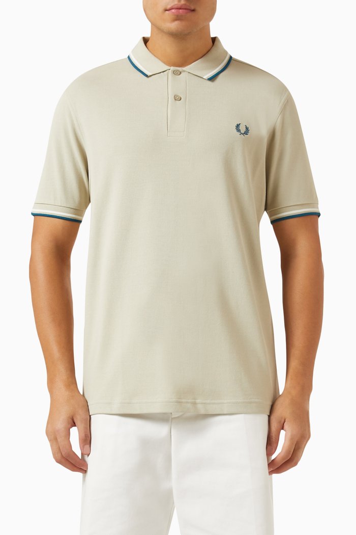 

Twin Tipped Polo Shirt in Cotton, Neutral