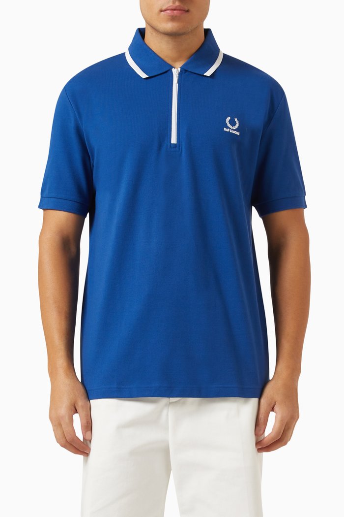 

Half-zip Polo Shirt in Cotton, Blue