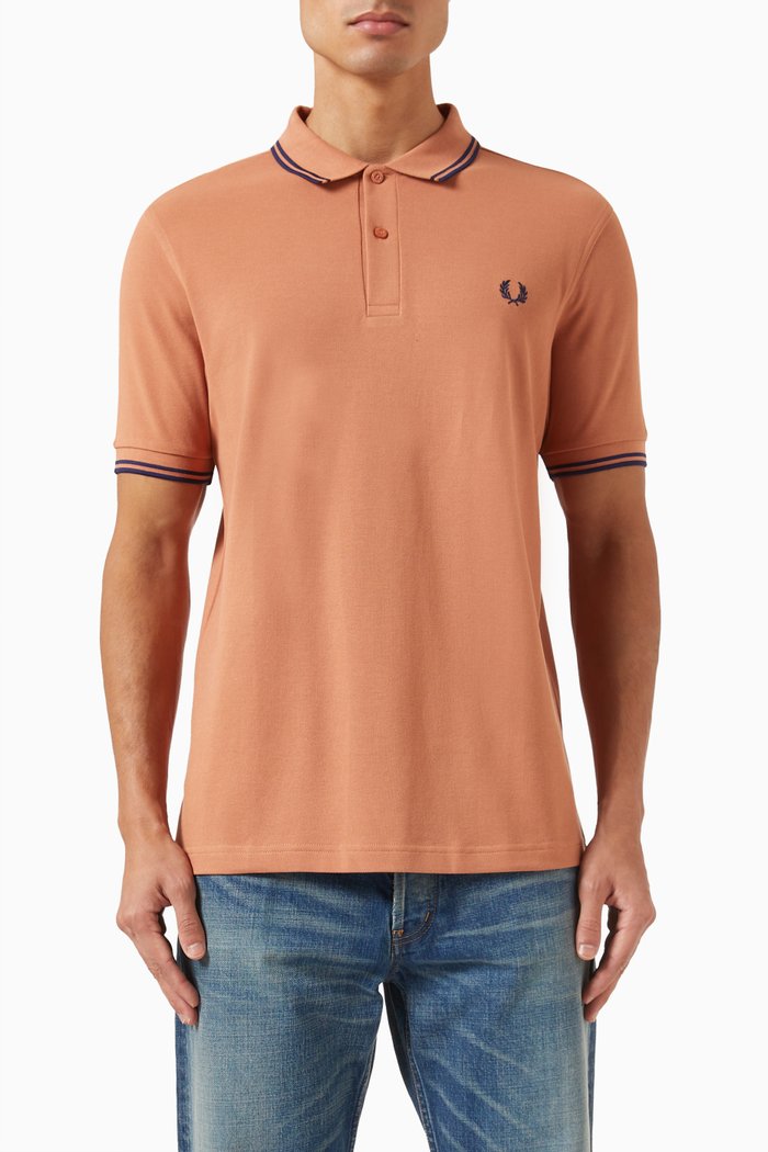 

Twin Tipped Polo Shirt in Cotton, Brown