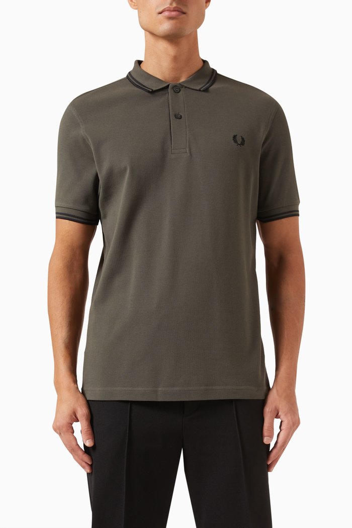 

Back Graphic-print Polo Shirt in Cotton, Green