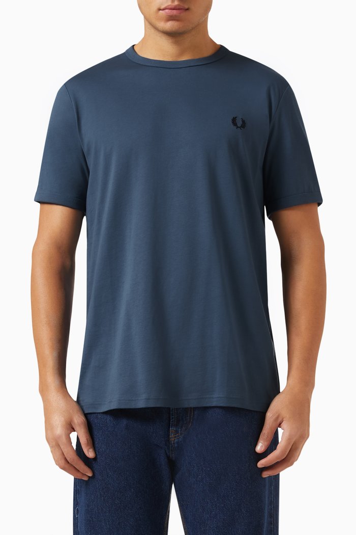

Ringer Logo T-Shirt in Cotton Jersey, Blue