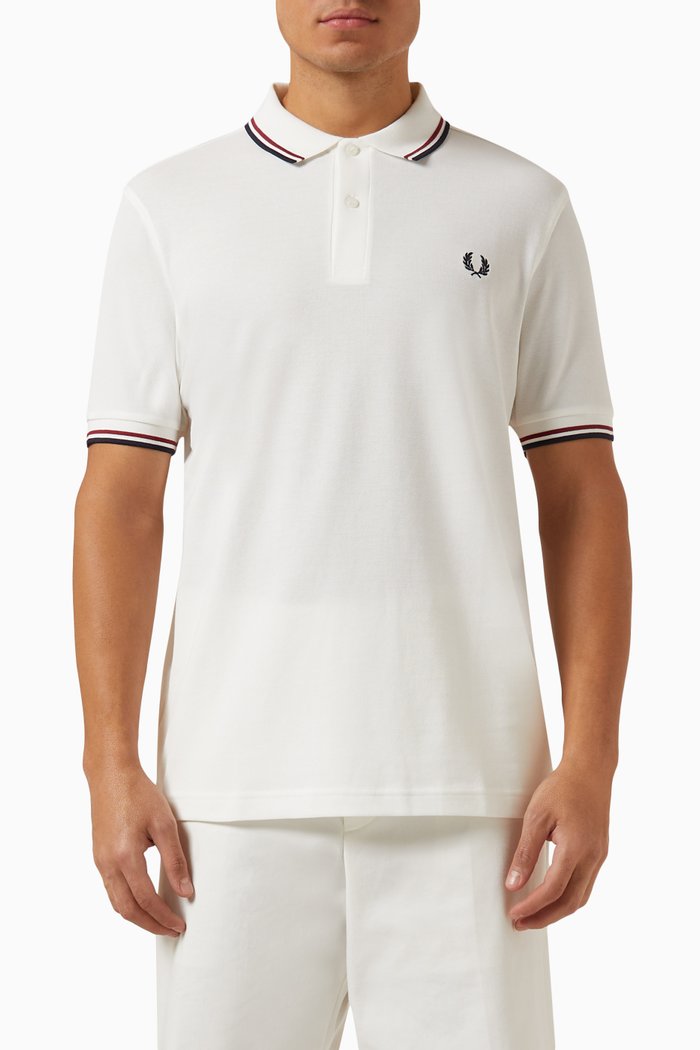 

Twin Tipped Logo Polo Shirt in Cotton Piqué, White