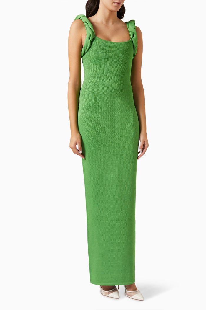 Rosetta Gown in Crepe-knit, Green