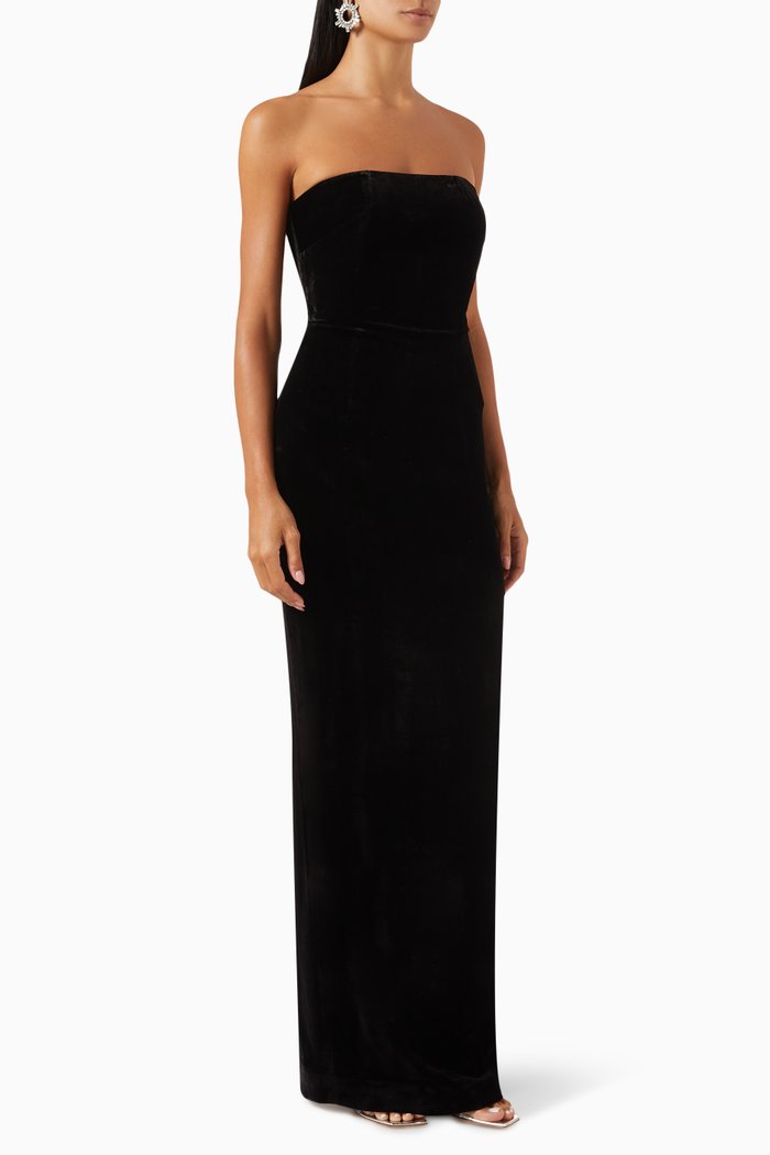 

Azelia Strapless Gown in Velvet, Black
