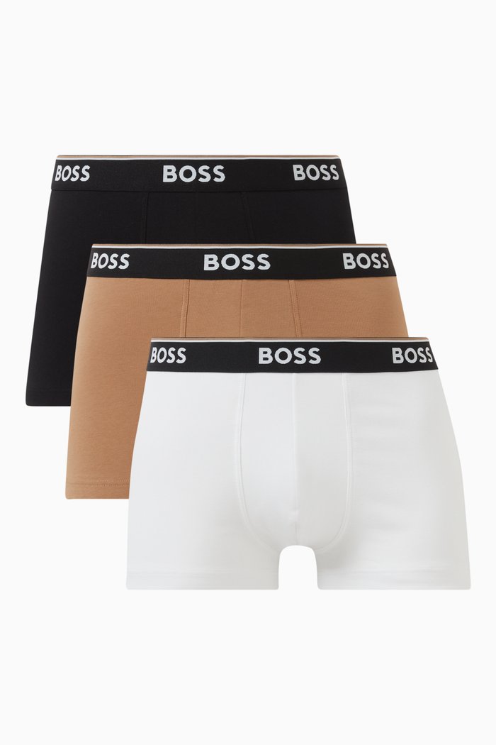 Power Logo Trunks in Cotton Stretch, Set of 3, Multicolour