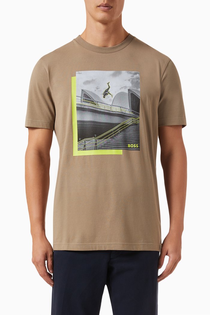 

Graphic Logo Print T-shirt in Cotton, Green