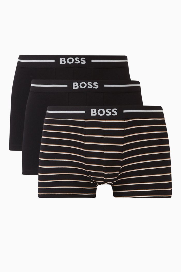 

Trunks in Stretch Cotton, Set of 3, Black
