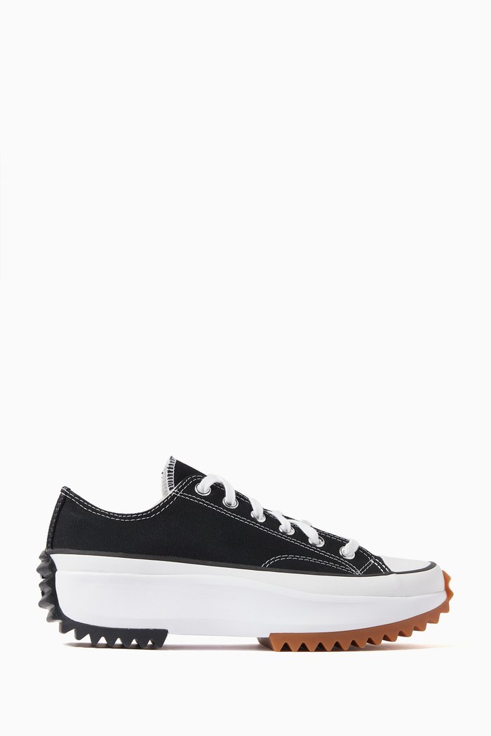 

Run Star Hike Low Top Platform Sneakers in Organic Canvas, Black