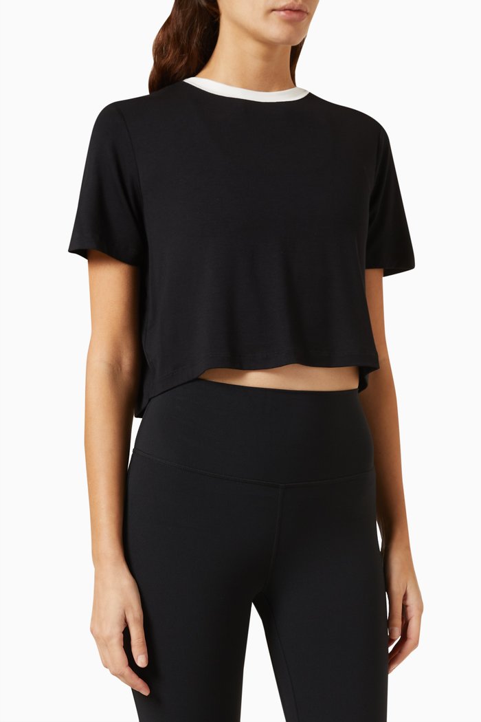 

Djuna Ringer Crop Top in Jersey, Black