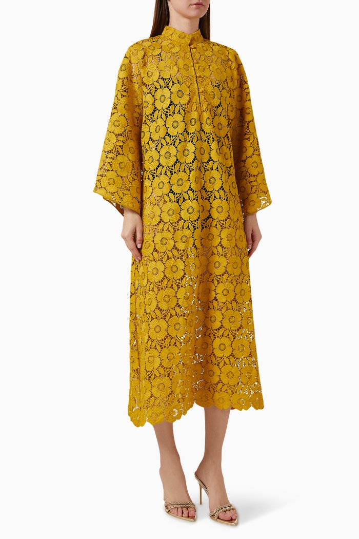 

Collared Kaftan in Lace, Yellow
