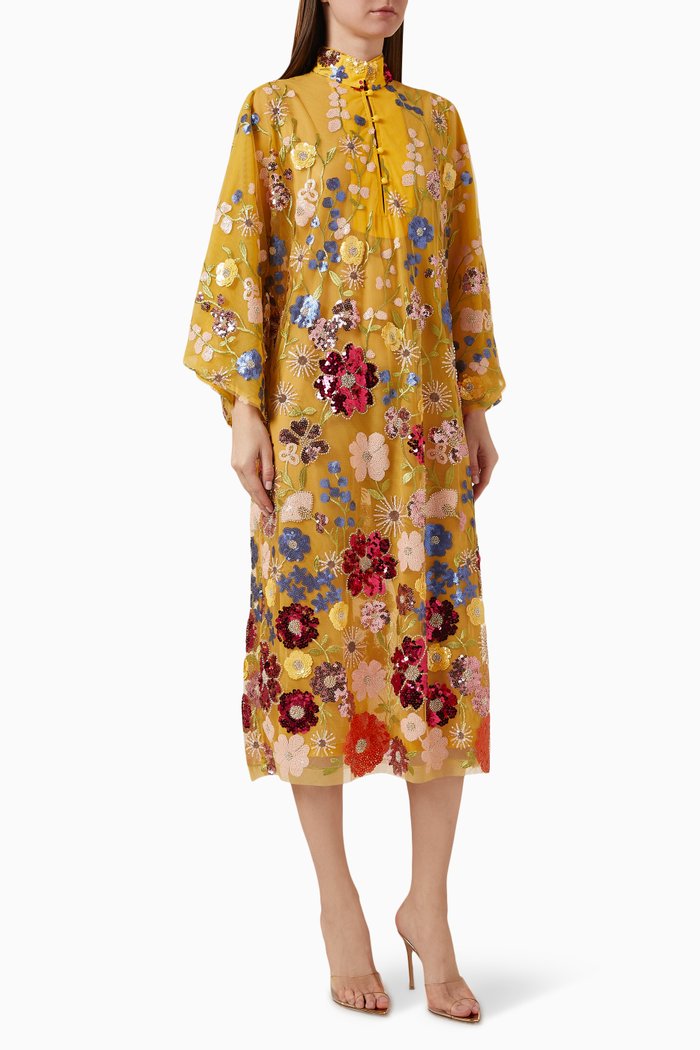 

Floral Sequin-embellished Kaftan, Multicolour