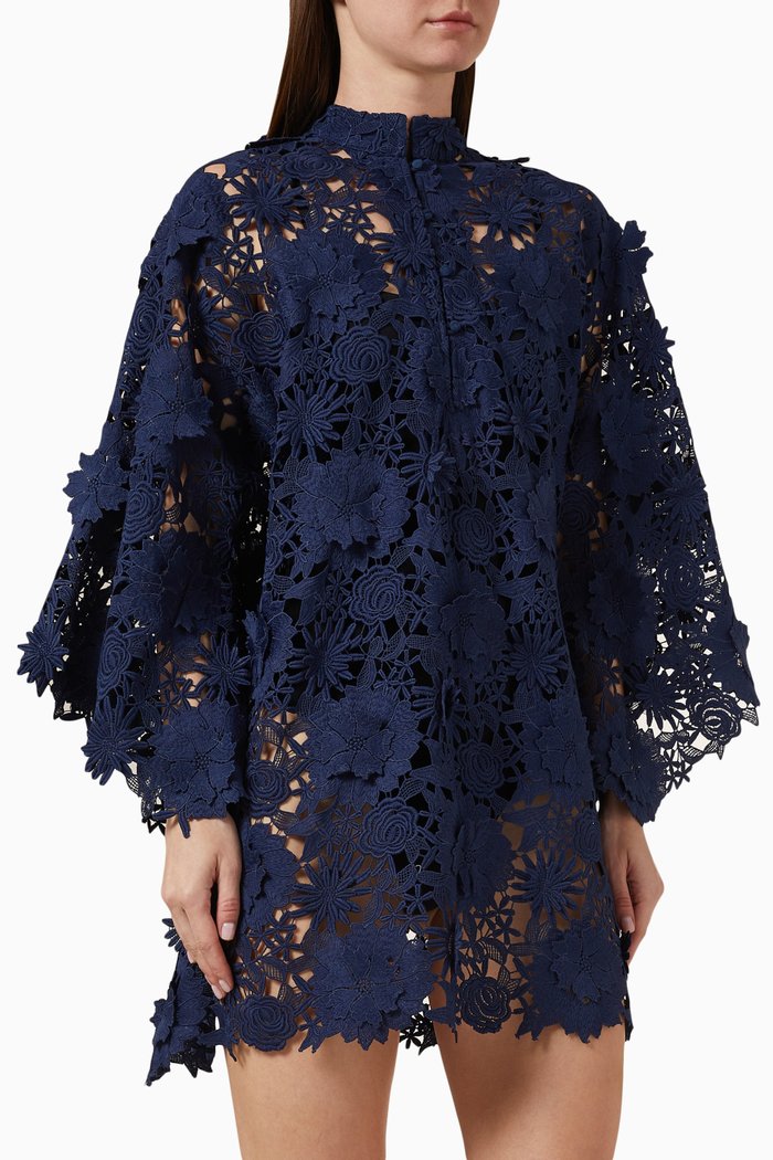 

3D Lace Mini Kaftan, Blue