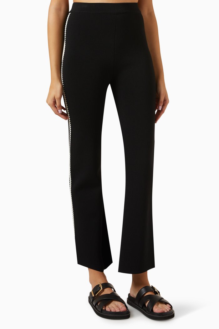 

Franna Crocheted Kick Flare Pants in Viscose, Black