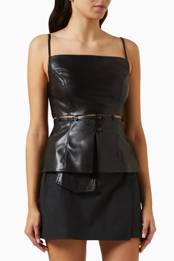 

Gydia Top in Okobor™ Alt-leather, Black