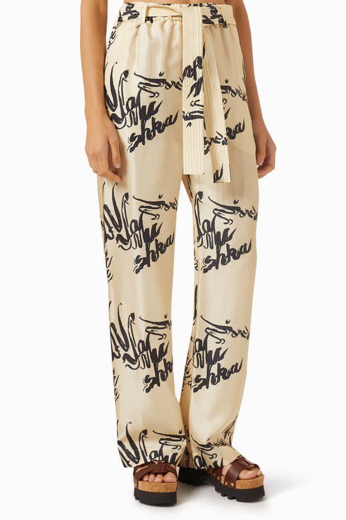 

Jadine Printed Pants in Silk-twill, Neutral
