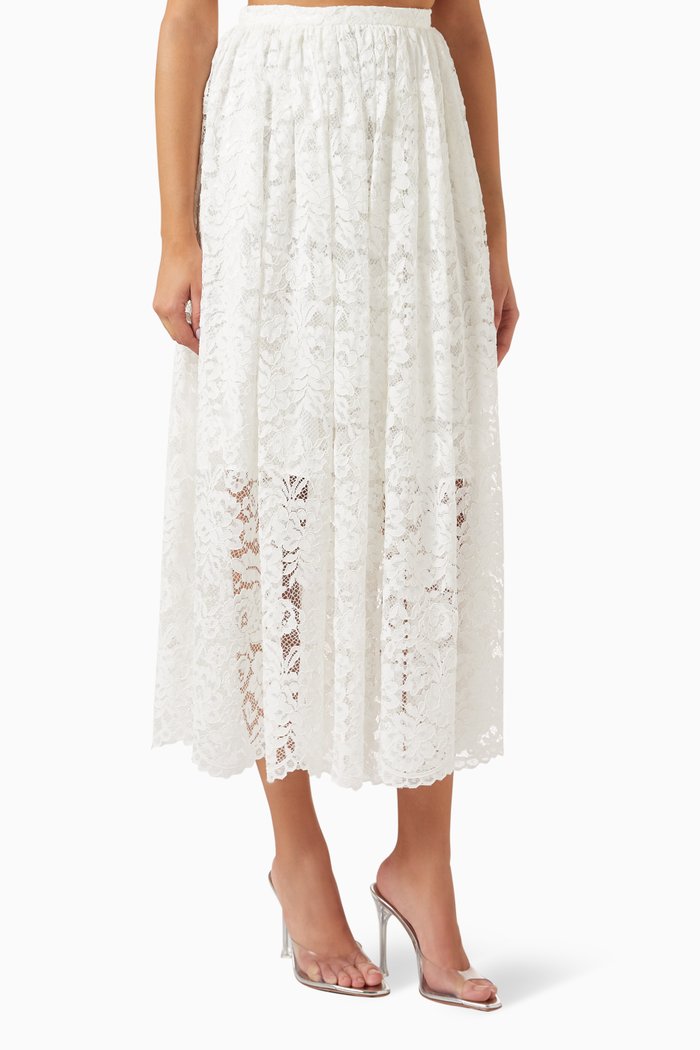 

Midi Skirt in Lace, White