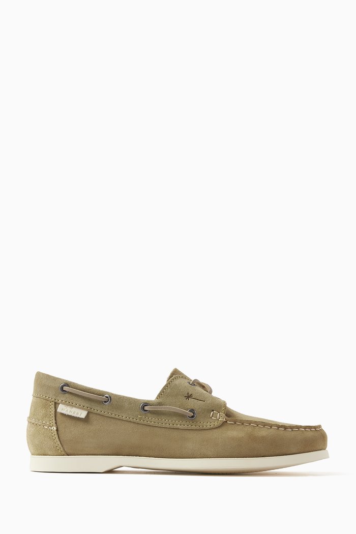 

Hamptons Boat Loafers in Suede, Green