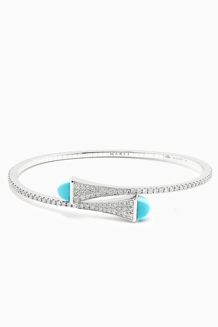 

Cleo Diamond Midi Slip-on Bracelet in 18kt White Gold, Silver